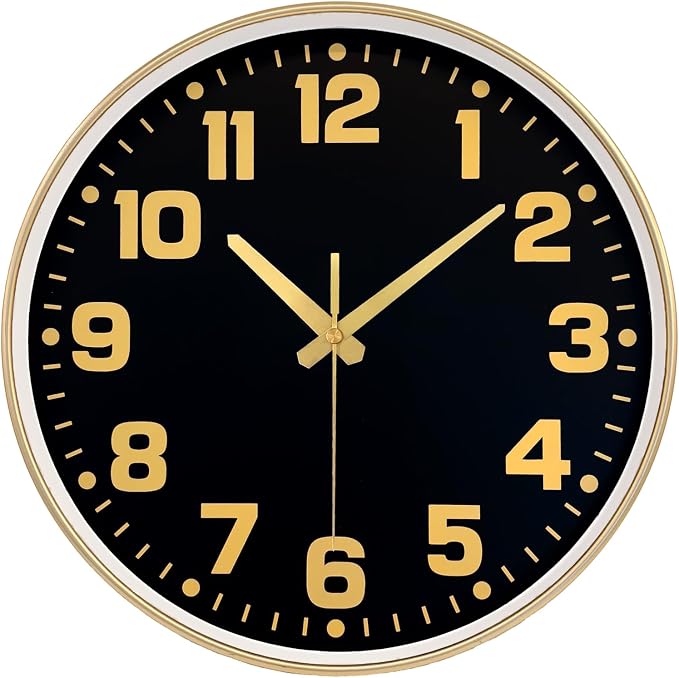 Modern Silent Wall Clock, 10inch Non-Ticking Analog Battery Operated Clock