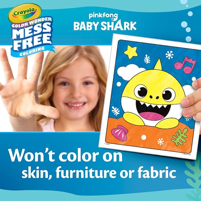 Crayola Baby Shark Color Wonder Pages, Mess Free Coloring for Toddlers, Coloring Activity, Travel Activities, Toddler Toys & Gifts, 3+