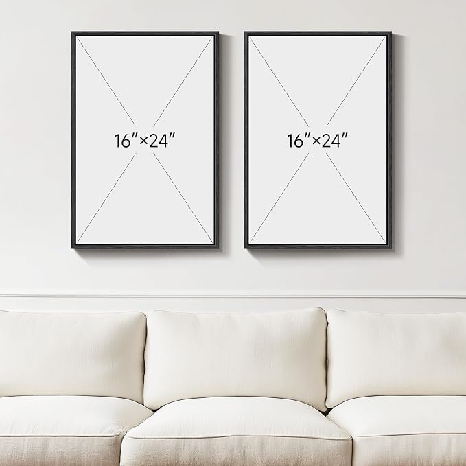 Large Framed Neutral Abstract Floral Wall Art, Minimalist Pictures
