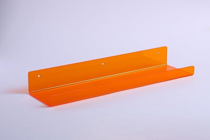 Acrylic Wall Shelves, 15 in, 4 Pack – Clear Orange