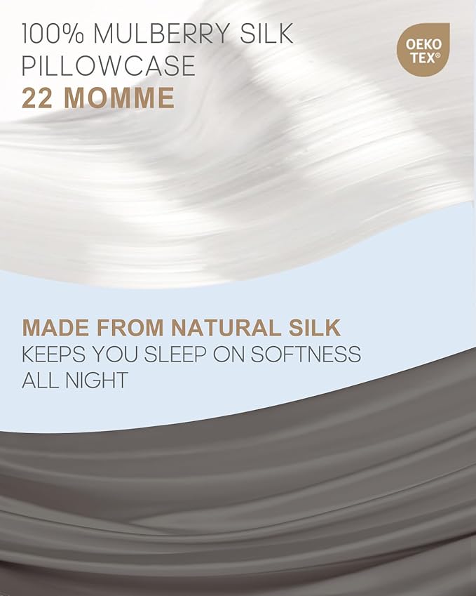 THXSILK 100% Mulberry Silk Pillowcase for Hair and Skin, Both Sides 22 Momme Pure Natural Silk Body Pillowcase, Soft Breathable Zipper Pillow Case Body Size 20"x54", Dark Grey