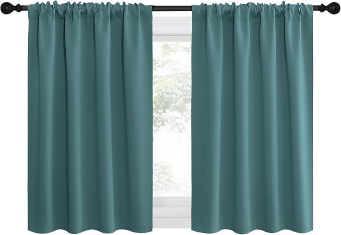 NICETOWN Kitchen Curtains, Sea Teal, Short Blackout Curtains & Drapes, Thermal