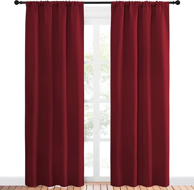 NICETOWN Christmas Burgundy Curtains Blackout Drapes
