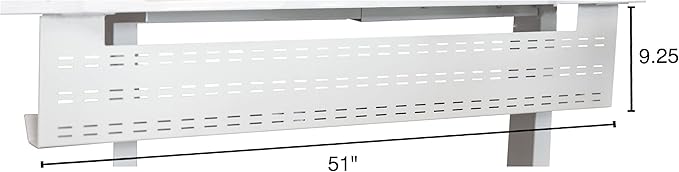 Stand Up Desk Store Under Desk Cable Management Tray Black Horizontal Computer Cord Raceway and Modesty Panel (White, 51")