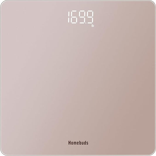 Homebuds Digital Bathroom Scale for Body Weight, High Precision Assured by Weight Scale Professional Factory Since 2001, Bright White LED and Step-On, 3*AAA Batteries Included, 400lb/180kg, Rose Gold
