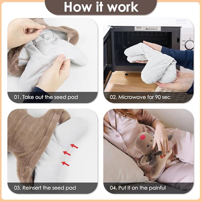 Microwave Heating Pad Unscented Deer Heating Pad Microwave, Microwave Bean Bag Animals Heating Pad for Neck and Shoulders, a Great Gift for Friends (Brown) - 1 Pack