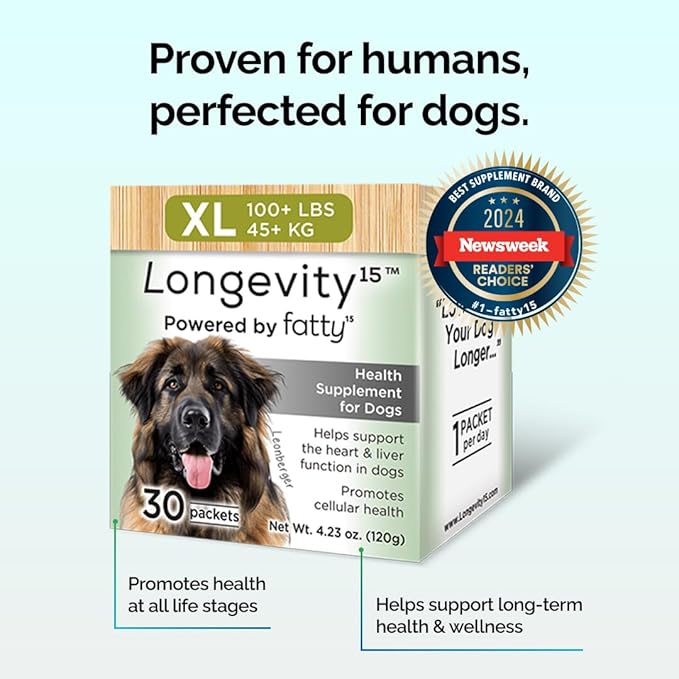 Yummy Combs Longevity15 – C15:0 – Fatty Acid Health Supplement for Dogs – Healthy Pet Supplies – for Large Dogs, 1 Pack