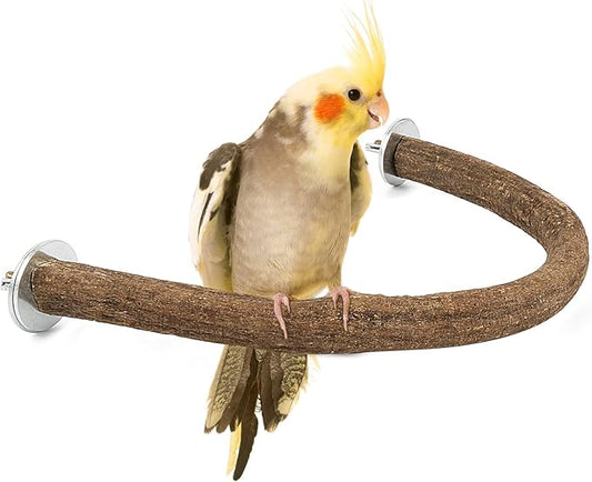 Rypet Parrot Natural Wood Stand Perch, Swing U Shape Natural Parrot Perch, U Shape Bird Chewing Stand Stick, Bird Cage Accessories for Parakeet, Conure, Cockatiel, Budgie, Lovebirds,Amazon Parrots