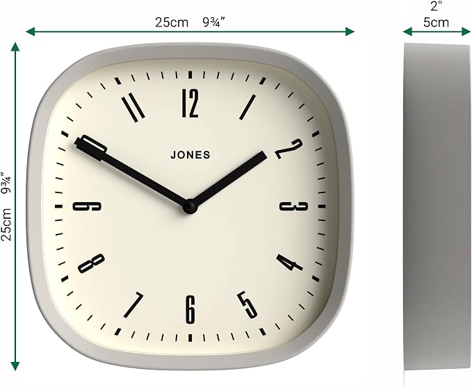 JONES CLOCKS® Marvel wall Clock | Modern Retro Rounded Square Clock | 10 inch |