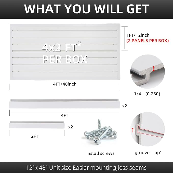 Slatwall Panel Garage Organizer, Heavy Duty Wall Mounted PVC Slat Wall Panels