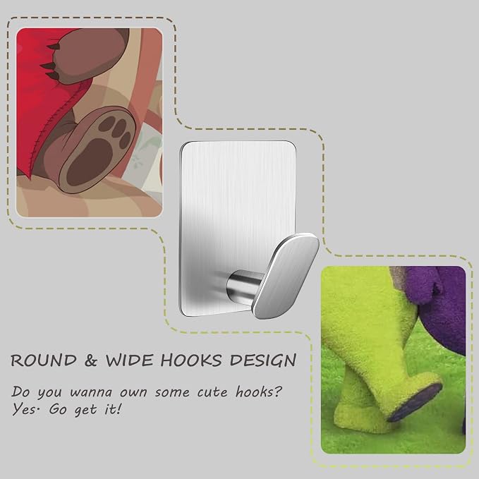 DELITON Adhesive Towel Hooks on Wall: Robe Hooks