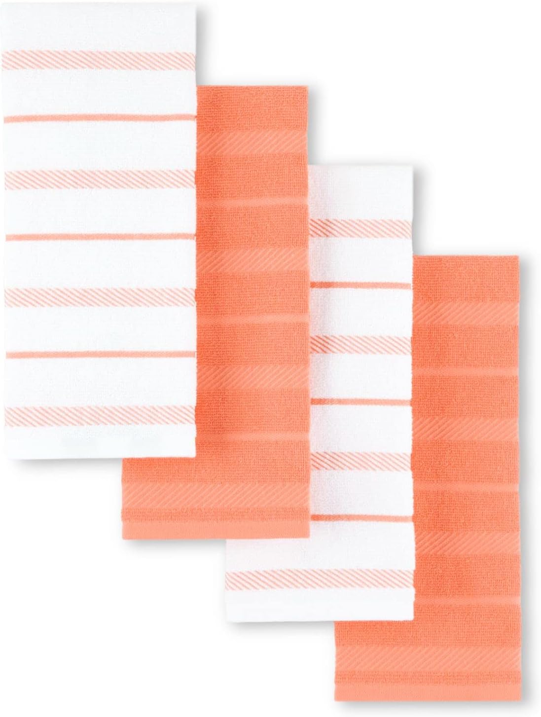 KitchenAid Albany Kitchen Towel 4-Pack Set, Milkshake Tan/White, 16"x26"