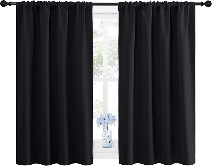 NICETOWN Black Out Short Curtain Panels