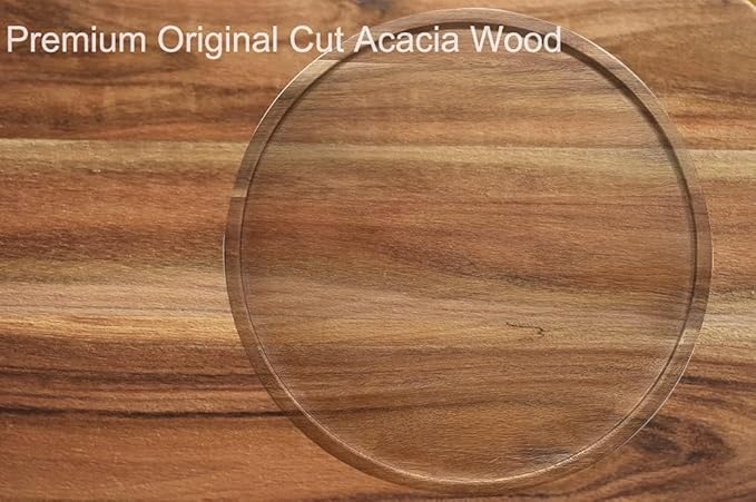 9" Acacia Wood Lazy Susan Organizer Kitchen Turntable for Cabinet Pantry Table Organization