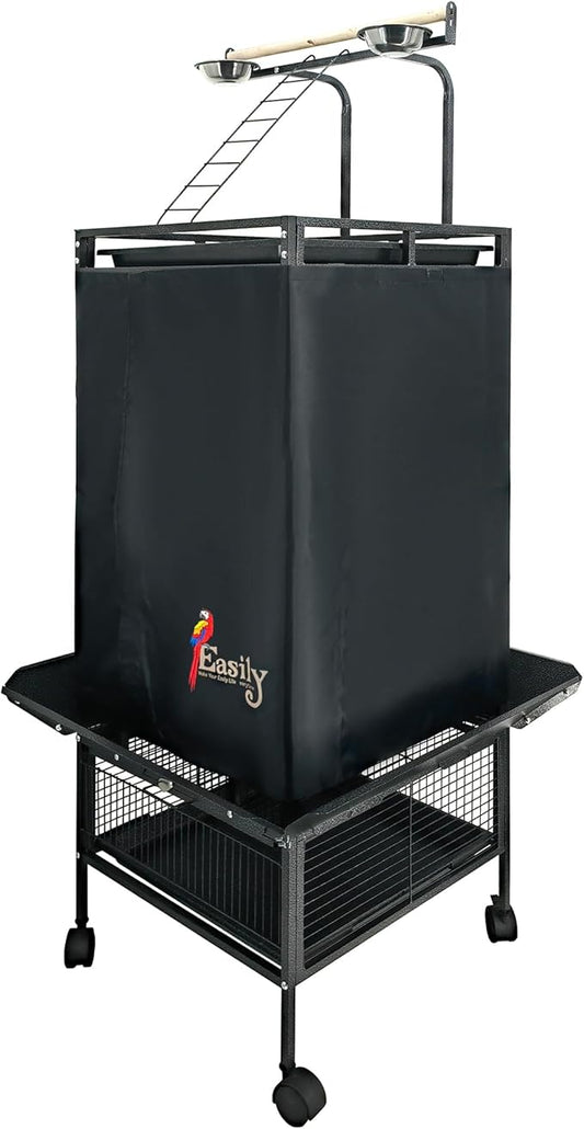 Easily Bird Cage Cover for Large Bird Cage with Play Top, Good Night Birdcage Covers, Black, 61"