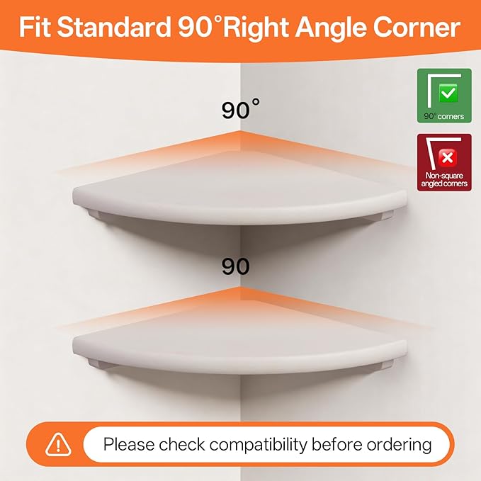Gieanoo White Corner Wall Shelf 12inch Solid Oak Wood Floating Corner Shelf