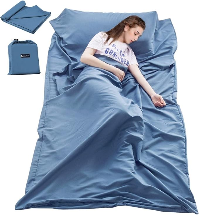 Sleeping Bag Liner Travel Sheets for Hotel Camping Sheets Travel Bed Sheets for Hotel Lightweight Single &Double Compact Sleeping Bag Sack Breathable Travel Sleeping Bag for Hotels Adult Compact Sacks