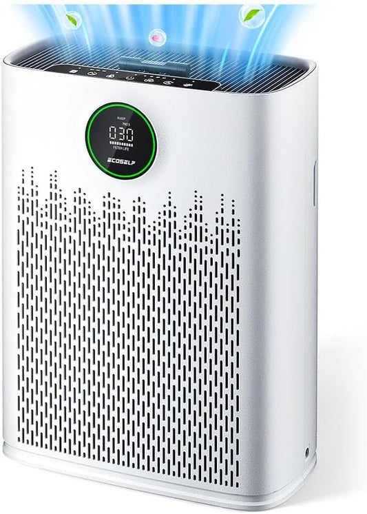 Air Purifiers for Home Large Room, Cover Up to 2400 Ft² with True HEPA Filter, Smart Mode, PM2.5 Air Quality Display, 22dB Sleep Mode, Aromatherapy with 2X-Purification & 360°Air Outlet, HAP603, White