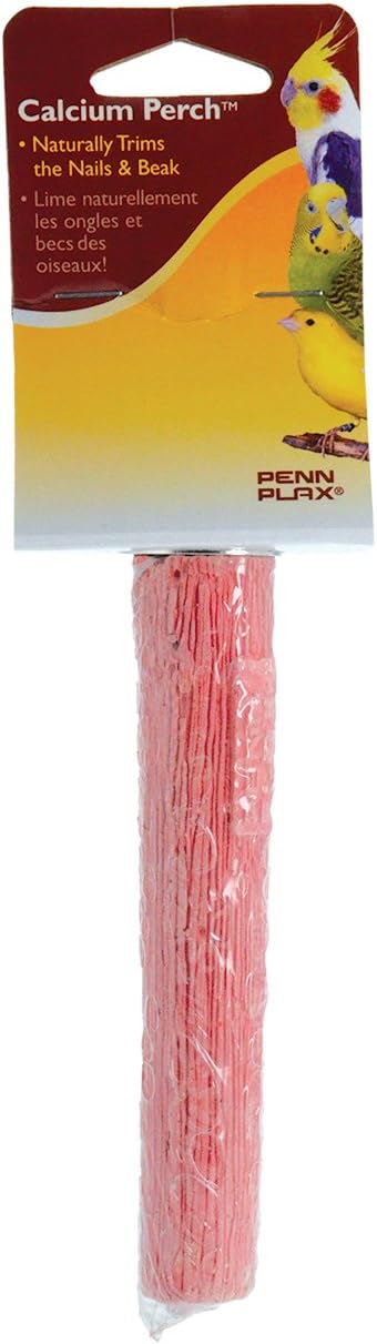 Penn-Plax Bird-Life Calcium Trimmer-Perch, Naturally Trims Nails & Beak - Easy-Mounting Bird Perch Stand for Cages - Great for Parakeets, Parrotlets, Lovebirds and Other Small Birds. - Red, 5 Inch
