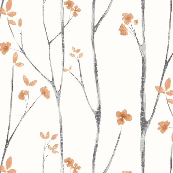 Timeet Boho Peel and Stick Wallpaper Floral Wall Paper Tree Contact Paper White
