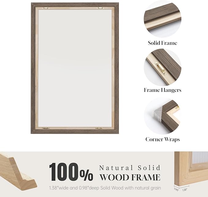 Framed Boho Animal Wall art for Nursery Decor, 2 Piece Rustic Bird Bear Canvas