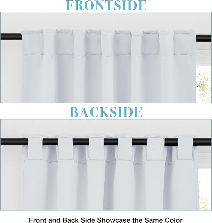 RYB HOME Living Room Window Curtains, Back Tab 2 Hanging Top, Thermal Insulated