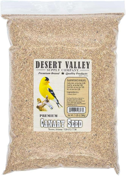 Desert Valley Canary Seed, All Natural, Non-GMO Premium Wild Bird Food for Canaries, Finch, Song Birds, Dove and More (5 Pounds)