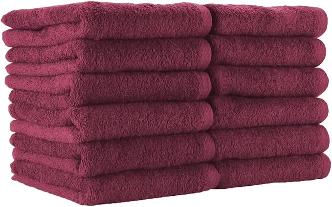 Arkwright Bleach Proof Salon Towels - Pack of 12 - Highly Absorbent, 100% Cotton, Quick Dry Spa Face Towel for Hair Stylist, Barber, Pedicure, and Esthetician, 16 x 27 in, Burgundy