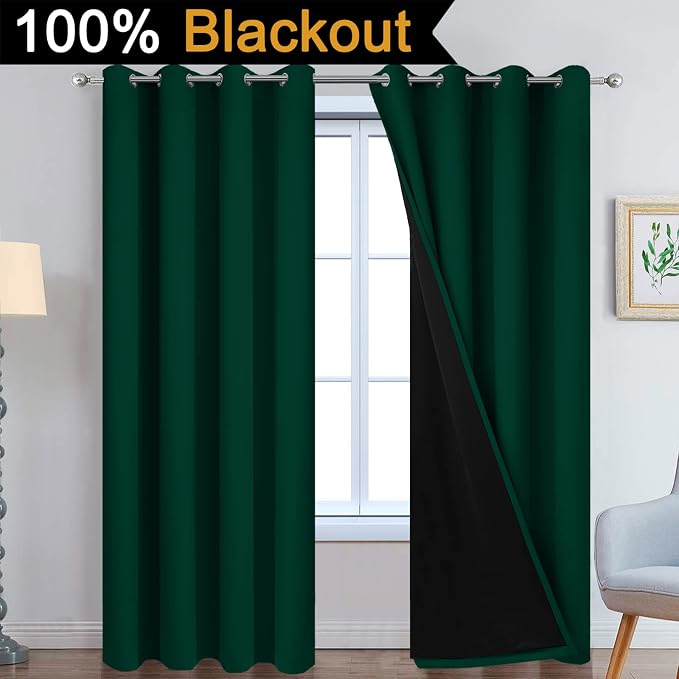 Yakamok 100% Blackout Curtain for Bedroom, Thermal Insulated Drapes