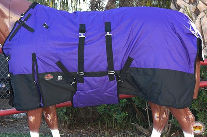 HILASON 1200D Winter Waterproof Poly Horse Turnout Blanket Belly Wrap Purple | 66 in