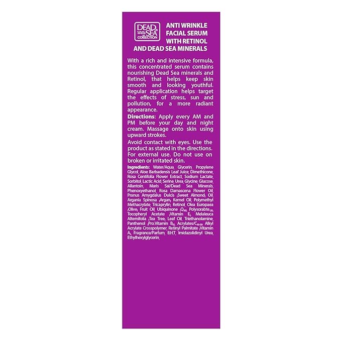 Dead Sea Collection Serum for Face with 2.5% Retinol, Dead Sea Minerals, and Vitamin E – Anti Aging Nourishing Skin Care Moisturizer to Reduce Wrinkles (1.01 fl. oz)