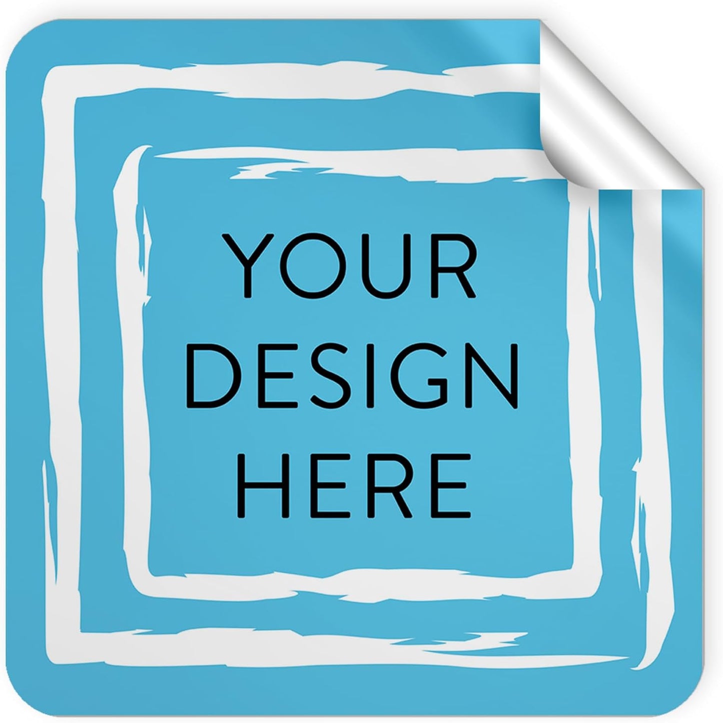 100 Custom Vinyl Stickers - Upload Your own Image, Text, Design, Logo - Personalized Logo Labels for Handmade, Packaging, Bottle, Jars, Candle, Brand Stickers (Blue Swirls, 1.5x1.5 Square)