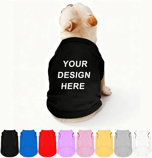 Customized Dog Shirt Custom Pet Clothes T Shirts for Small to Large Dogs Design Image Logo Text Outfits for Puppy Cat Personalized Breathable Sleeveless Pullover Black, 4XL