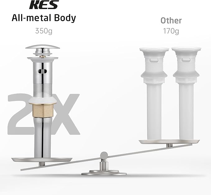 KES All Metal Bathroom Sink Drain with Strainer Basket Hair Catcher Anti Clog Pop Up Drain Stopper for Vanity Vessel Sink with Overflow, Rustproof 18/8 Stainless Steel Polished Chrome S2013A-CH