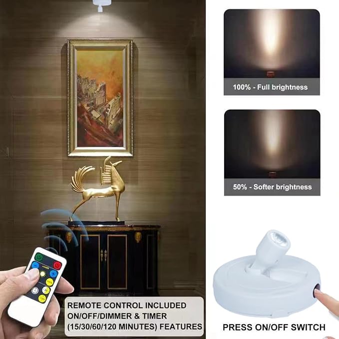 HAMVIDNE LED Spotlight, Battery Operated Picture Lights, Indoor Uplight