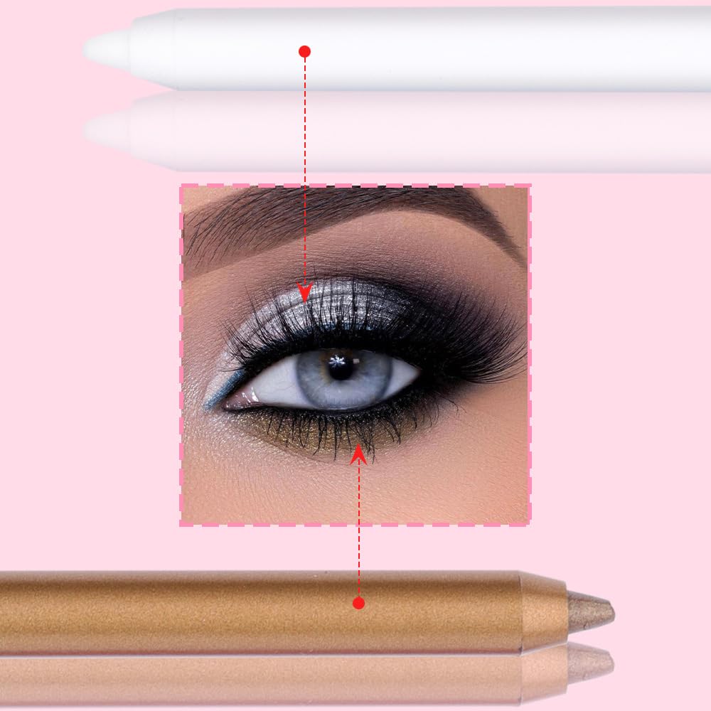 12 Colorful Eyeliner Pen Set, Eye Shadow Pencil, Pearl Eyeliner Kit Metallic Glitter Colored Eye liner for Women Eye&Lip Liner Professional Waterproof Eye Makeup