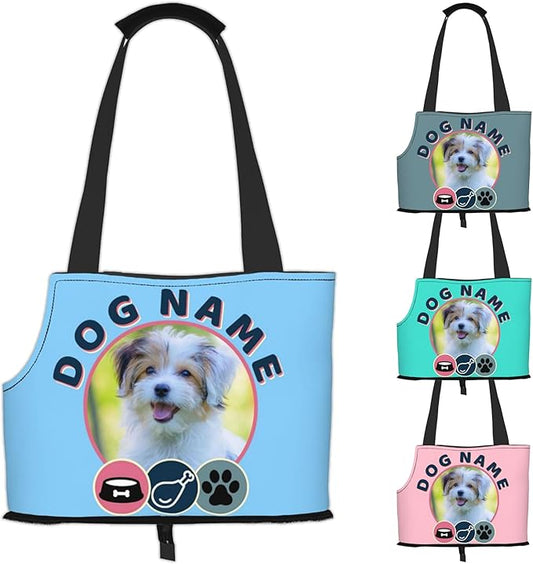 Custom Dog Carrier Purses Personalized Crossbody Puppy Carrying Bag Add Your Pet Photo Name Text Soft-Sided Sling Cat Pouch for Outdoor Hiking Traveling Subway Shopping (Style3)