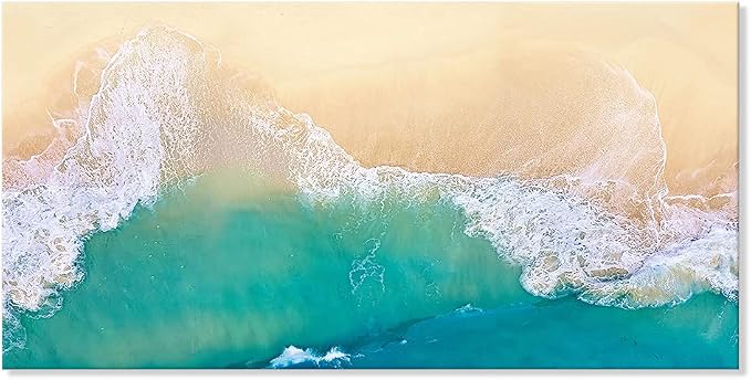 Goldfoilart Beach Canvas Wall Art Ocean Sea Waves Wall Decor Coastal