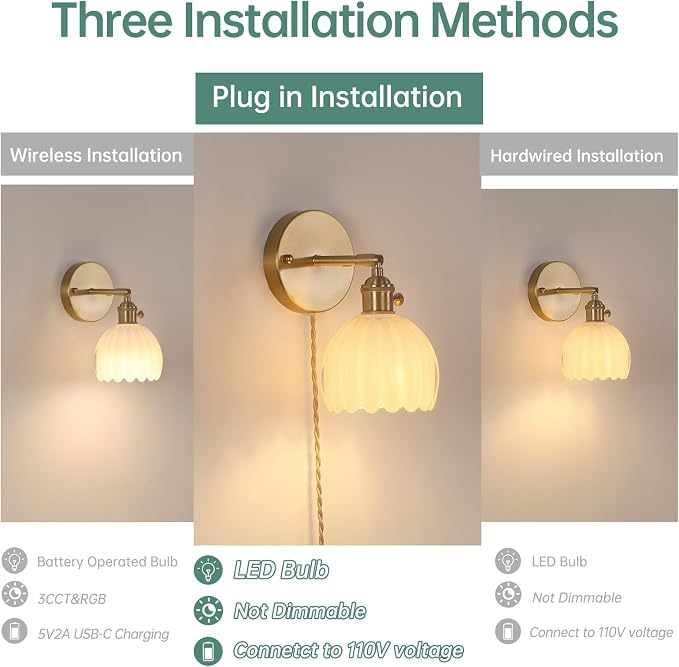 Shenmoyl Plug in Wall Sconce