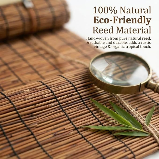 Bamboo Roller Shades for Outdoor Patio, Outside Waterproof Sun Shade, Privacy