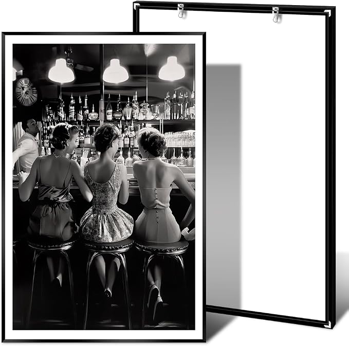Vintage Black and White Posters Trendy Women Drink Cocktail Wall Art Funky