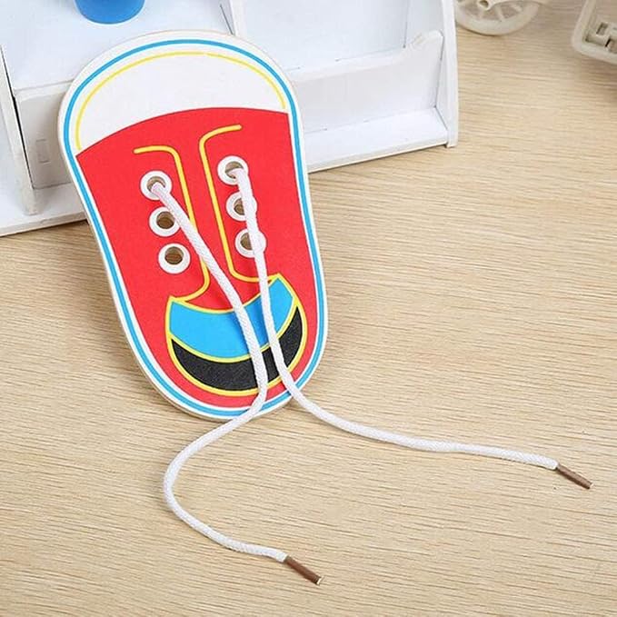 JJLFresheners Shoes Learning Kits Learn to Tie Your Own for Practical Learning for Training Board Toddler Early Wooden Threading Lacing Shoes