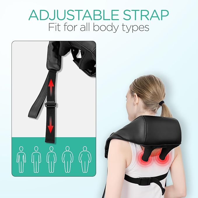 VOYOR-HEALTH Neck Massager with Heat, Electric Shiatsu Shoulder Massager for Pain Relief, Cordless Deep Tissue 4D Kneading Massage for Neck, Traps, Back and Leg, Gifts for Men Women Dad Mom PJ101