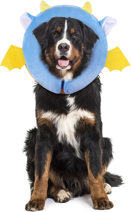 IEUUMLER Inflatable Recovery Dog Collar, Protective Donut Cone, Adjustable Soft Collar for Dog and Cat After Surgery Prevent from Biting & Scratching EU002 - Vampire XL