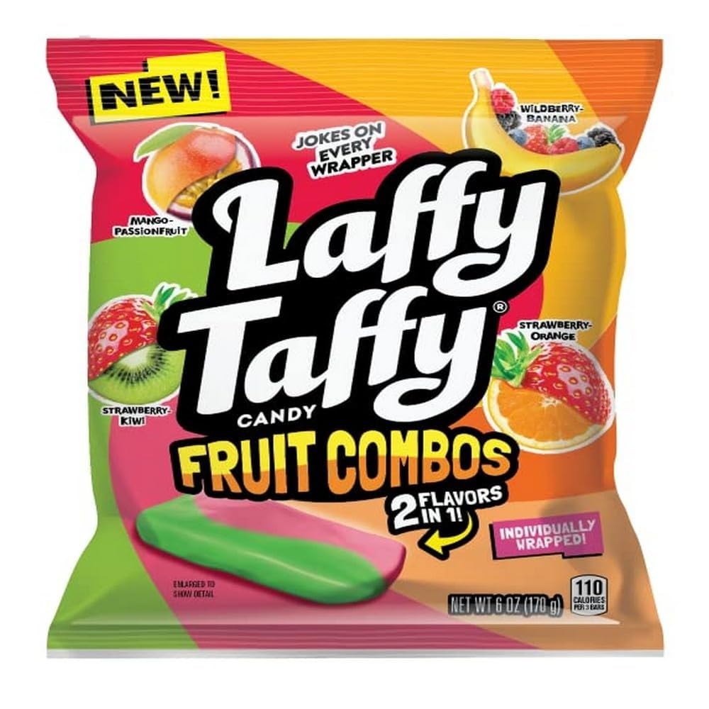 Laffy Taffy Assorted, Mini Bars, Stand Up Bag, Chewy Candy in a Variety of Fruity Flavors, 10 oz
