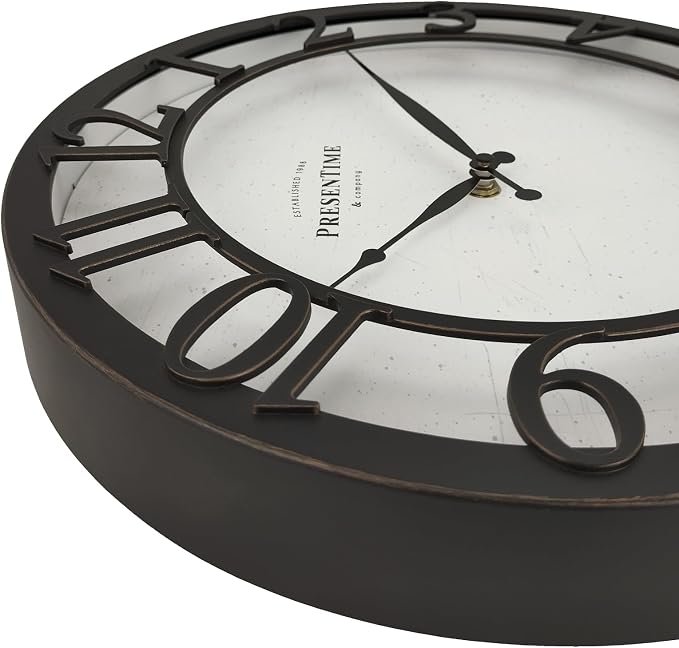 Presentime & Co 13" Farmhouse Series Wall Clock, Vintage Style, Retro Clock