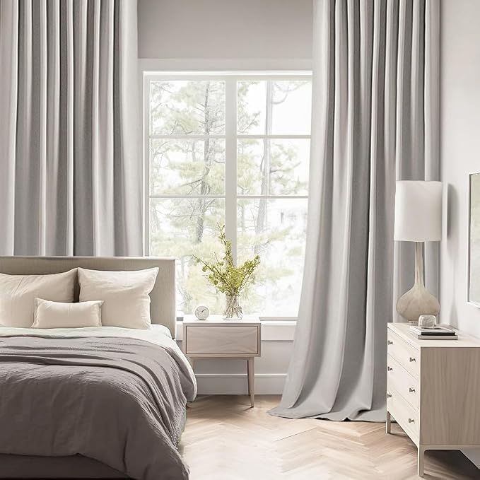 MIULEE Stone Back Tab Blackout Curtain 96 Inch Long 2 Panels Set