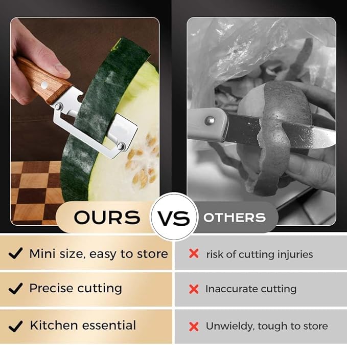 Multifunctional Vegetable Peeler, 2 in 1 Stainless Steel Peeler, Ultra-Sharp Stainless Steel Blade with Wooden Handle and Bottle Opener for Vegetables or Fruits, Kitchen Tool (Wooden)