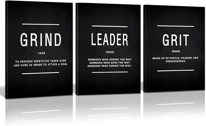 Motivational Grind Grit Leader Wall Art, Canvas Painting Wall Decor