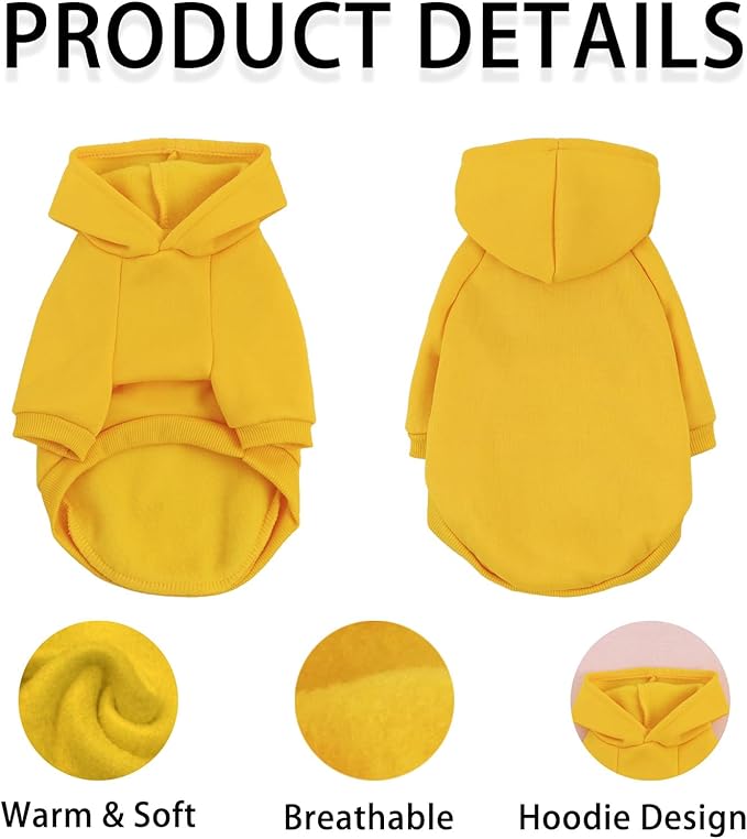 Custom Dog Hoodie, Personalized Sweatshirt with Photo Text Name Logo, Customized Hooded Sweater for Small Medium Large Dogs & Cats (Yellow, XXXXX-Large)
